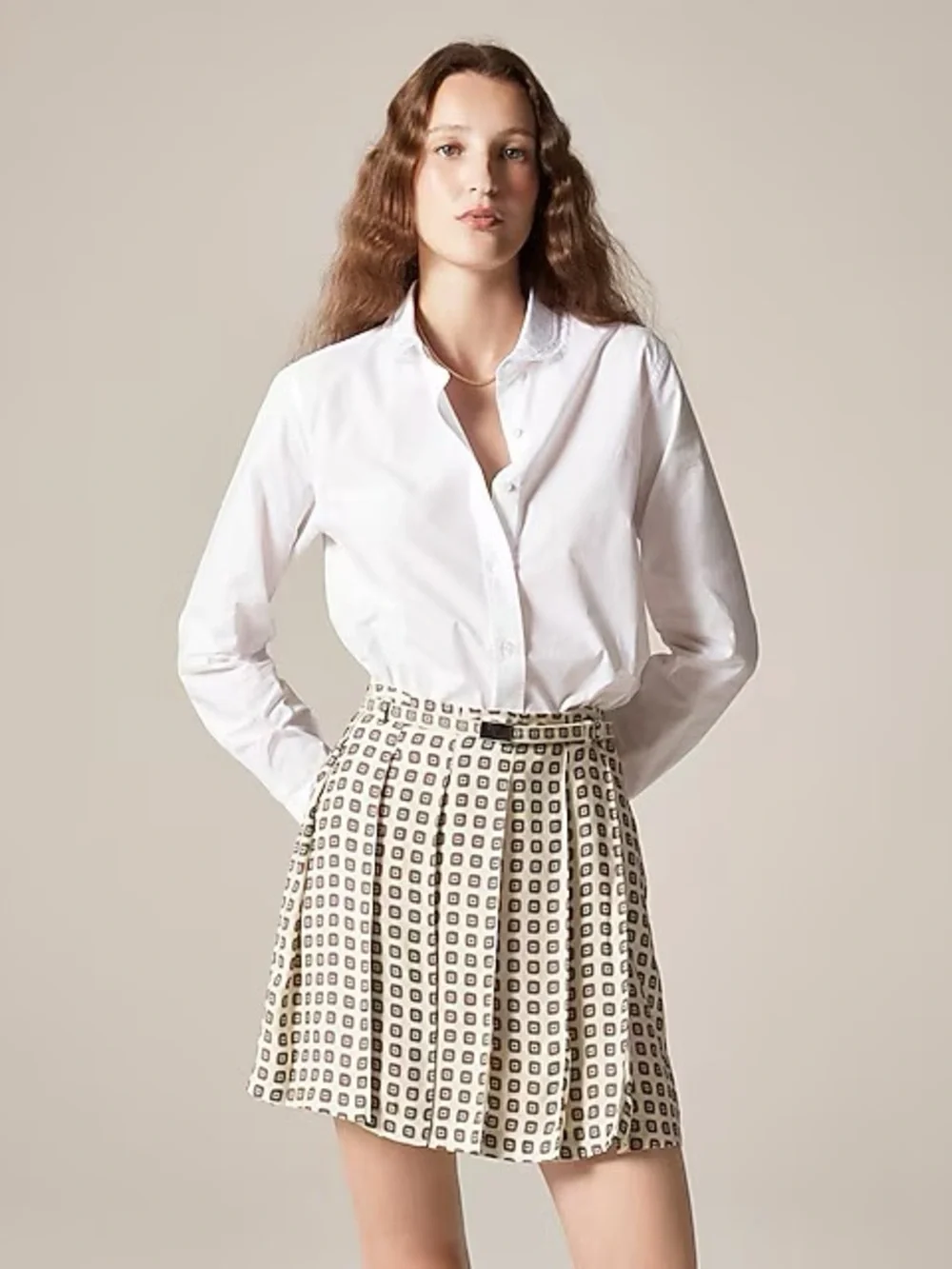 J.Crew Pleated prep skirt in foulard print